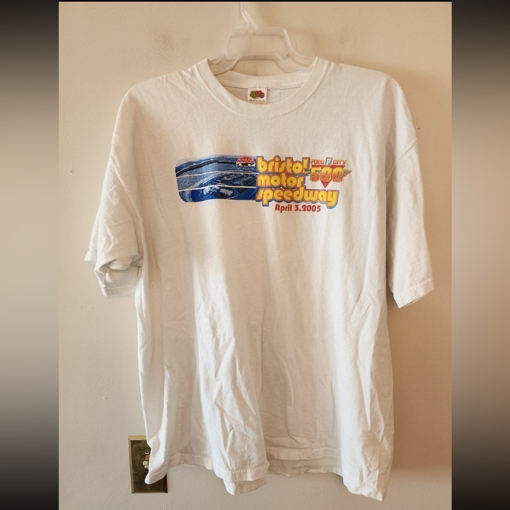 Vtg y2k nascar Bristol 500 double sided white t-shirt size mens 2xl